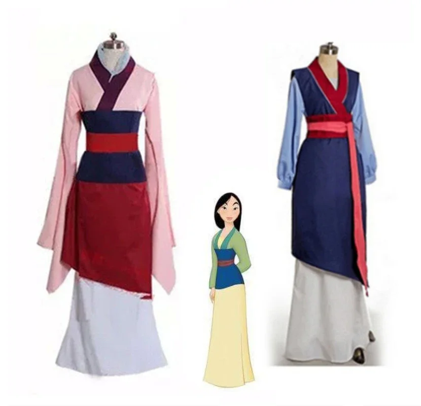 Anime Cosplay Yumeko - Strój Hua Mulan z filmu, niebiesko-czerwona