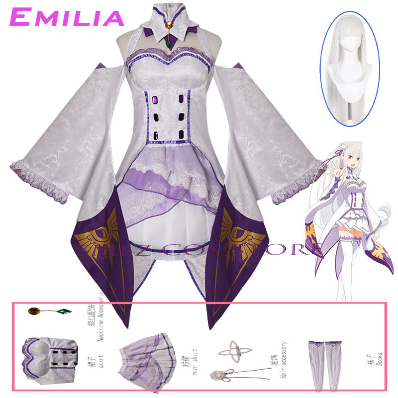 Emilia Cosplay Anime Re:Zero K – Anime Cosplay Clothes recenzja i cena