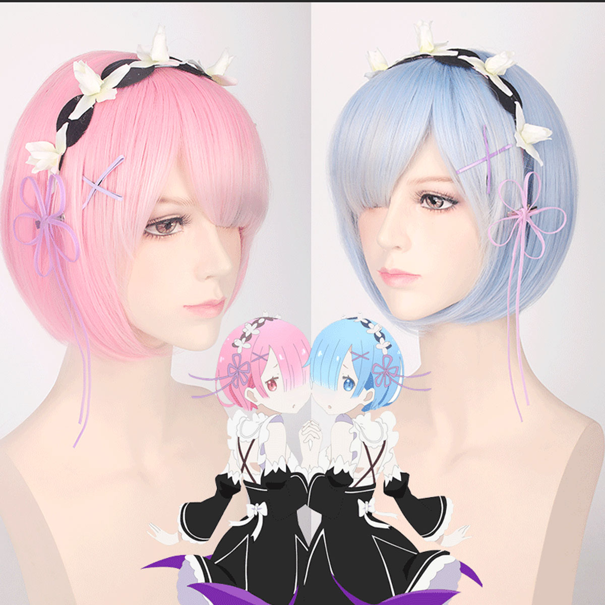 Peruka do cosplayu Ram Rem z a – Cosplay Duo Anime recenzja i cena